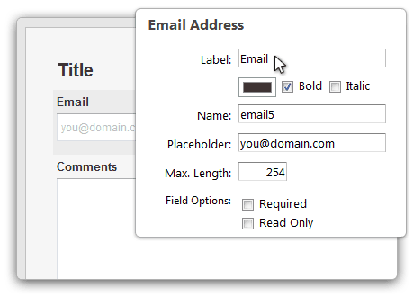 Web Form Builder — field properties customization